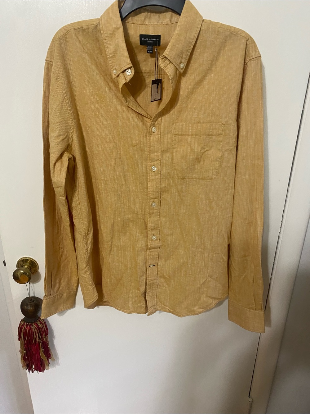 Club Monaco Women's of Button-Down Shirt in Mustard Yellow